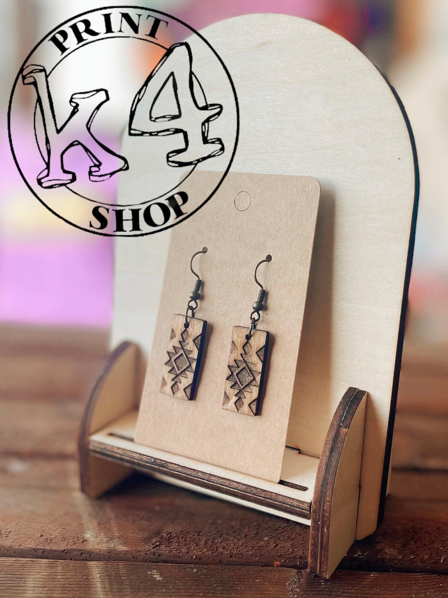 Aztec 2 wooden earrings